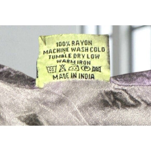 Olive Free Size Tie Dye Boho Tunic Dress Rayon India Purple Fringe Hem - Picture 4 of 4